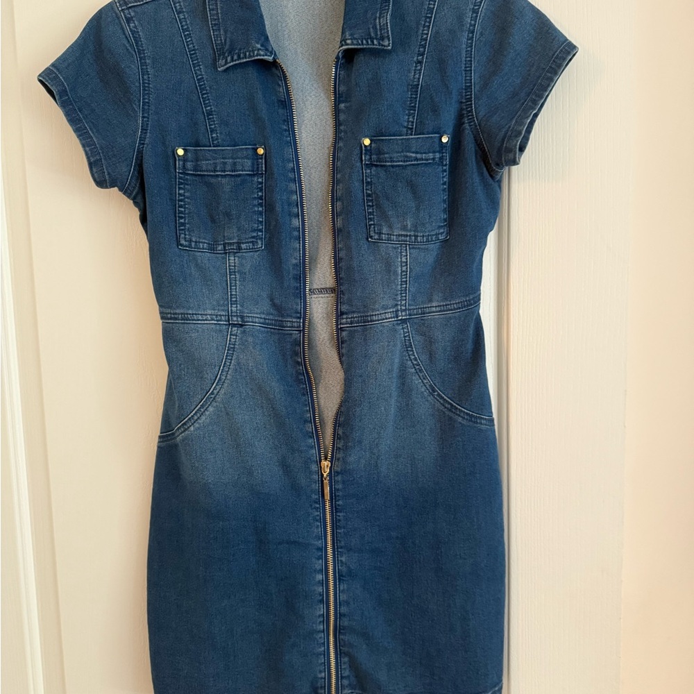 G by GUESS Denim Zip-Front Dress – Size S